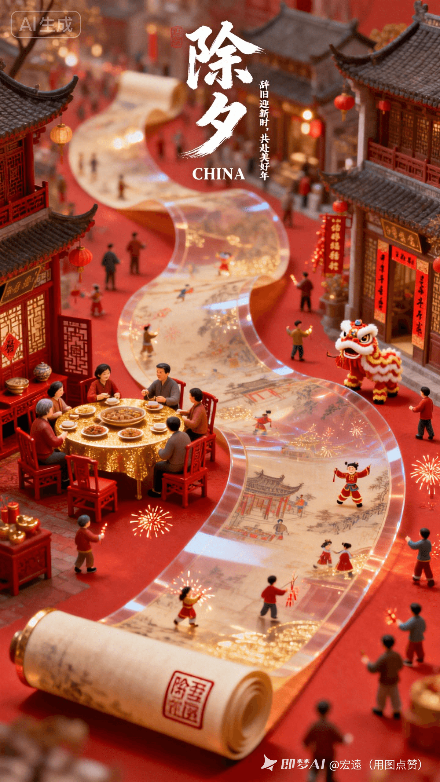 宋代美学风格除夕画卷：Maya与C4D三维渲染的史诗级新年盛景