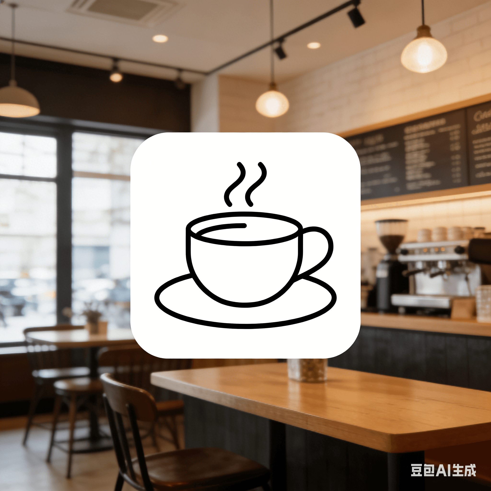 咖啡店的极简主义 Logo 设计,矢量风格,扁平化设计,白色背景