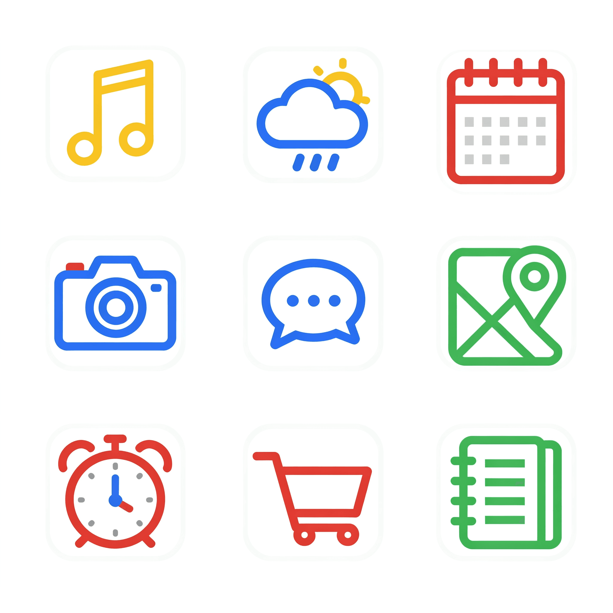 线性简约风格应用图标设计:9个场景图标制作指南与配色方案